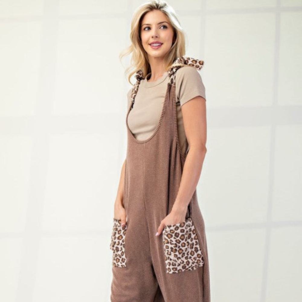 Leopard  Shoulder Overall jumpsuit